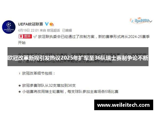 欧冠改革新规引发热议2025年扩军至36队瑞士赛制争论不断